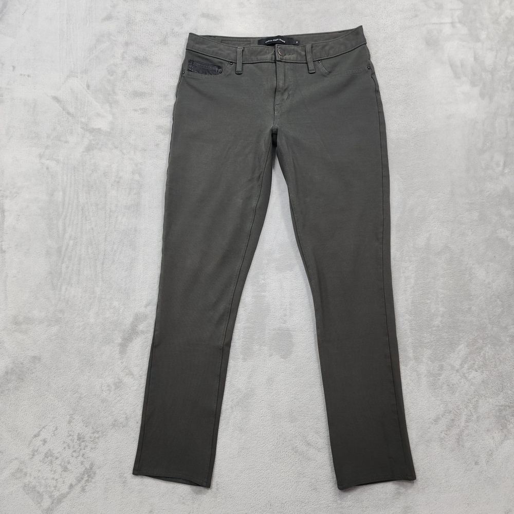 Calvin Klein Jeans Jeans Womens 8 Green Mid Rise Skinny Leg Ankle Stretch Denim